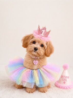 ✨ HOST PICK 🐶 🐱 EYECANDY Rainbow Pastel Pet Tutu Skirt Small Dog Cat Photo Prop